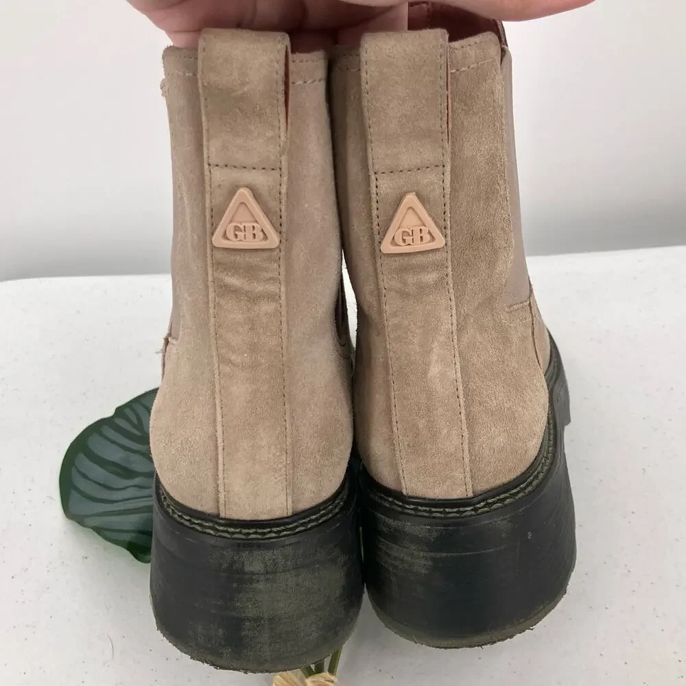 Gianni Bini GB The Change Re-New Tan Suede Leather Chelsea Ankle Heel Boot Shoes
